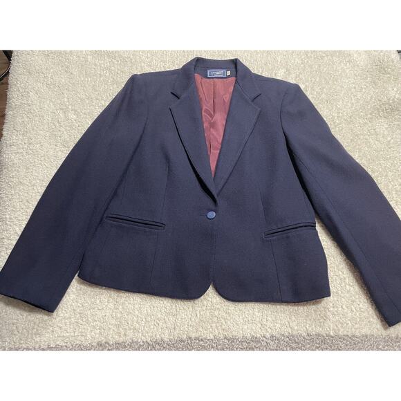 VTG haberdashery collection by Personal women's size 12 vintage navy wool blazer - Picture 1 of 7